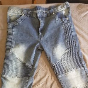 Mens Moto Style Denim Jeans